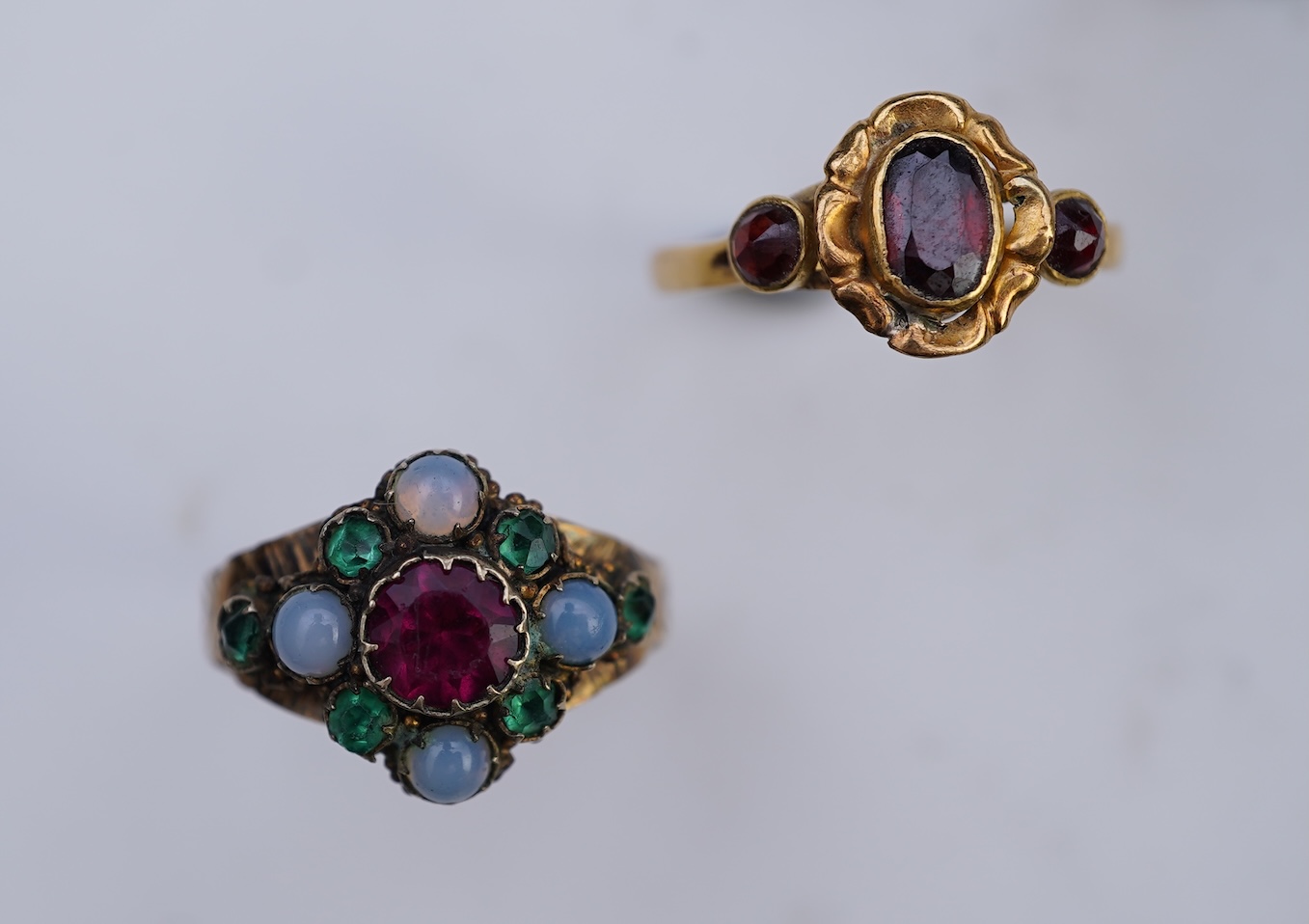 A collection of three antique rings, late 18th-19th century